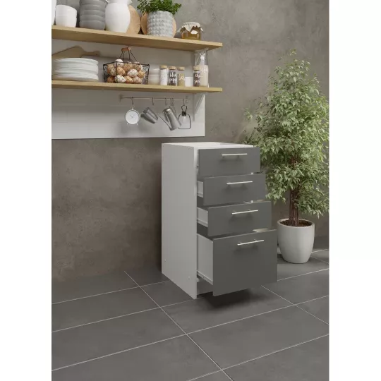 Kitchen Base Drawer Unit 400mm Cabinet & Fronts 40cm - Grey Matt (No Worktop)