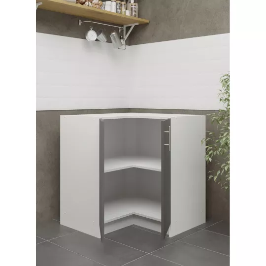 Kitchen Base Corner Unit 800mm Cabinet & Doors 80cm- Dark Grey Matt (No Worktop)