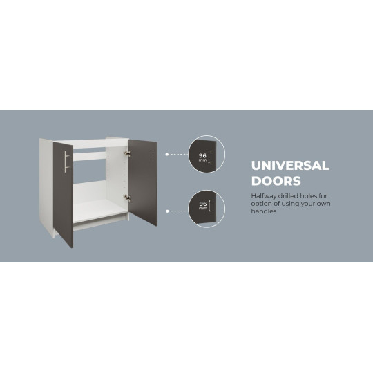Kitchen Base Sink Unit 800mm Storage Cabinet With Doors 80cm - White Gloss