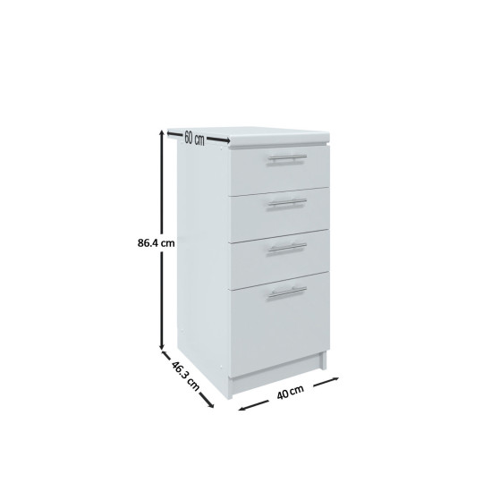 Kitchen Base Drawer Unit 400mm Cabinet & Fronts 40cm - Grey Matt With Worktop