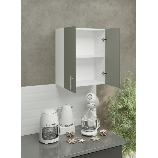 Kitchen Wall Unit 600mm Storage Cabinet With Doors and Shelf 60cm - Grey Matt