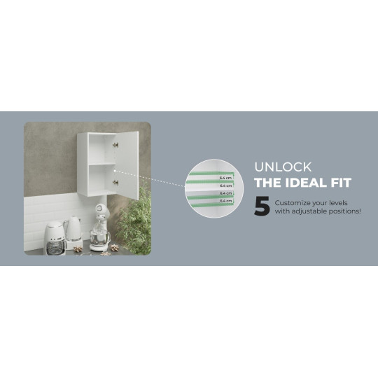 Kitchen Wall Unit 400mm Storage Cabinet With Door and Shelf 40cm - White Gloss
