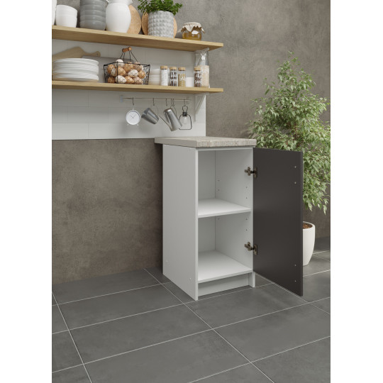 Kitchen Base Unit 400mm Storage Cabinet & Doors 40cm Dark Grey Matt With Worktop