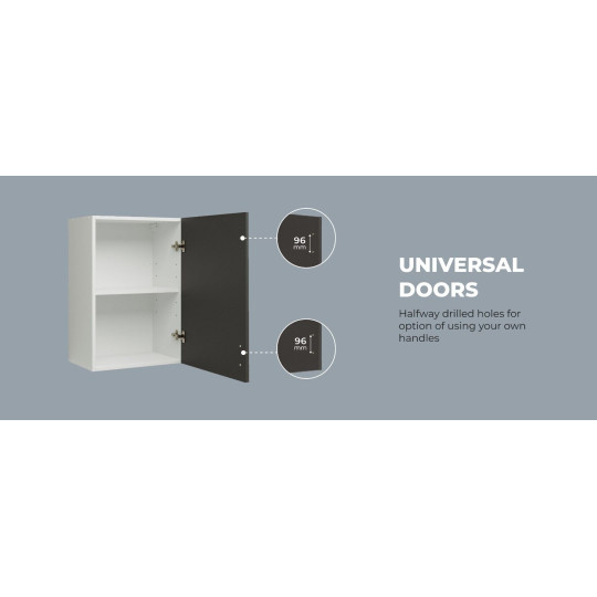 Kitchen Wall Unit 500mm Storage Cabinet With Door and Shelf 50cm - White Matt