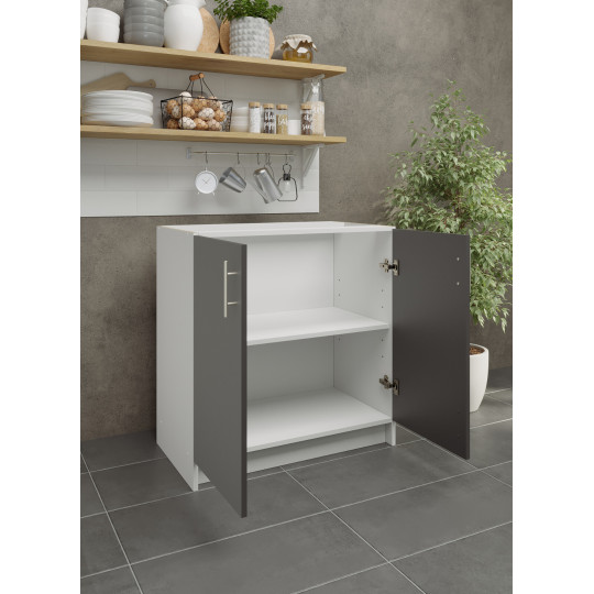 Kitchen Base Unit 800mm Storage Cabinet & Doors 80cm Dark Grey Matt (No Worktop)