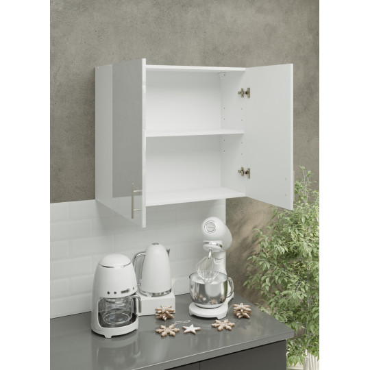 Kitchen Wall Unit 800mm Storage Cabinet With Doors and Shelf 80cm - White Gloss