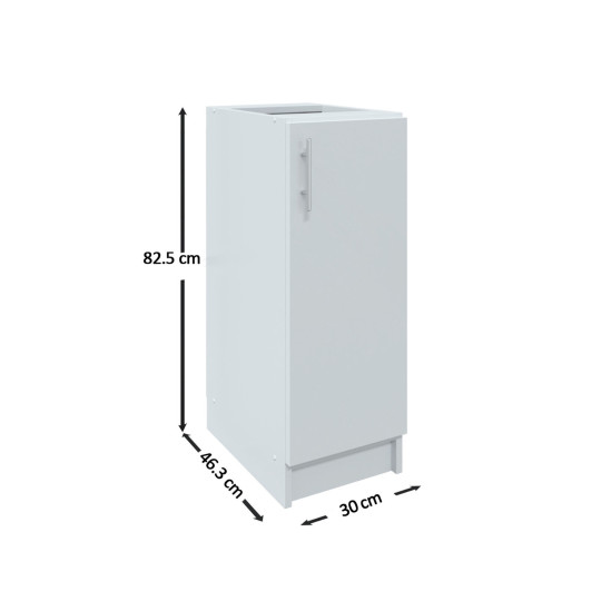 Kitchen Base Unit 300mm Storage Cabinet & Doors 30cm - White Matt With Worktop