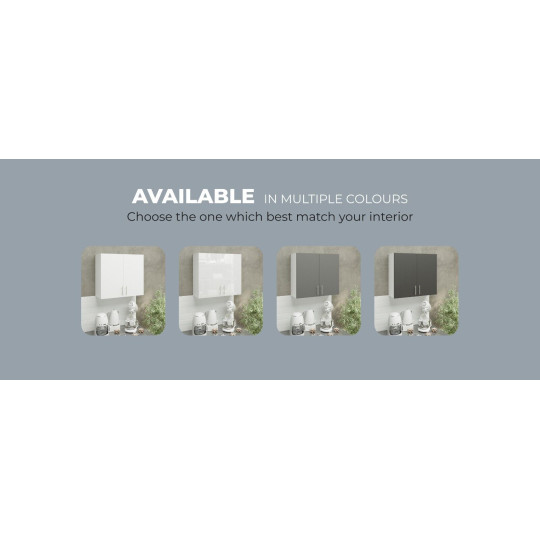 Kitchen Wall Unit 800mm Storage Cabinet With Doors and Shelf 80cm - Grey Matt