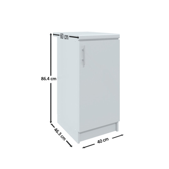 Kitchen Base Unit 400mm Storage Cabinet & Doors 40cm Dark Grey Matt With Worktop