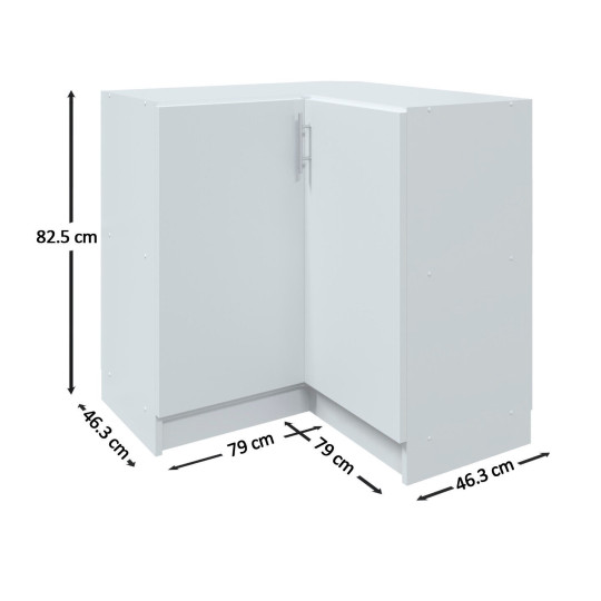 Kitchen Base Corner Unit 800mm Cabinet & Doors 80cm - Grey Matt (No Worktop)