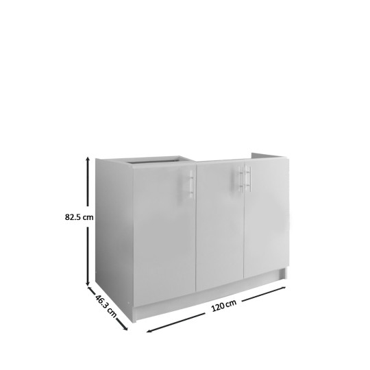 Kitchen Base Sink Unit 1200mm Storage Cabinet With Doors 120cm - White Matt
