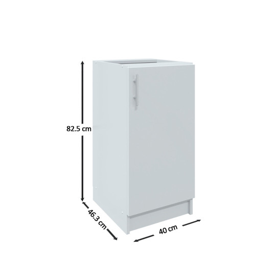 Kitchen Base Unit 400mm Storage Cabinet & Doors 40cm - White Gloss (No Worktop)