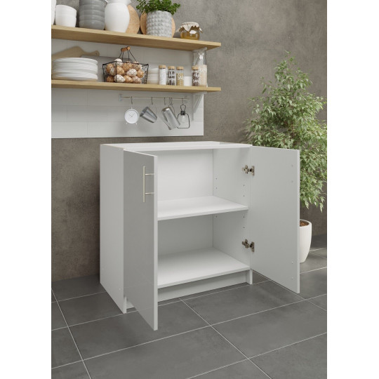 Kitchen Base Unit 800mm Storage Cabinet With Doors and Shelf 80cm - White  Gloss