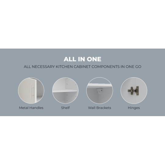 Kitchen Wall Unit 800mm Storage Cabinet With Doors and Shelf 80cm - White Gloss