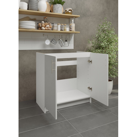 Kitchen Base Sink Unit 800mm Storage Cabinet With Doors 80cm - White Gloss