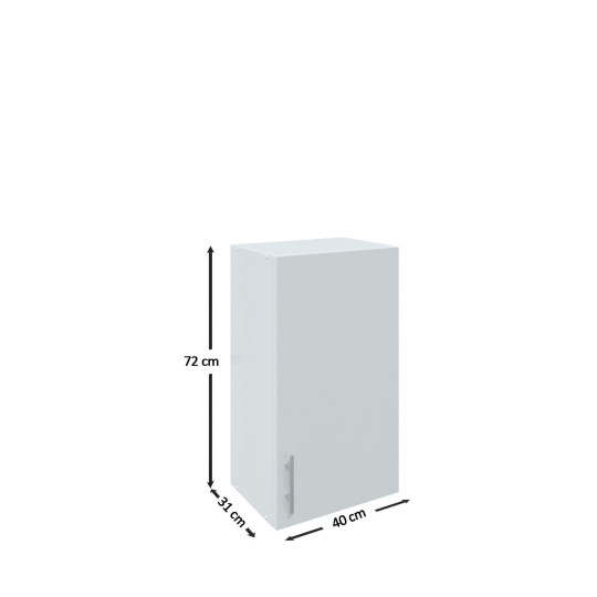 Kitchen Wall Unit 400mm Storage Cabinet With Door and Shelf 40cm - White Gloss