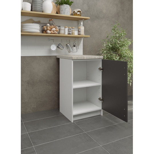 Kitchen Base Unit 500mm Storage Cabinet & Doors 50cm Dark Grey Matt With Worktop