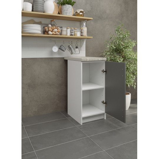 Kitchen Base Unit 400mm Storage Cabinet & Doors 40cm - Grey Matt With Worktop