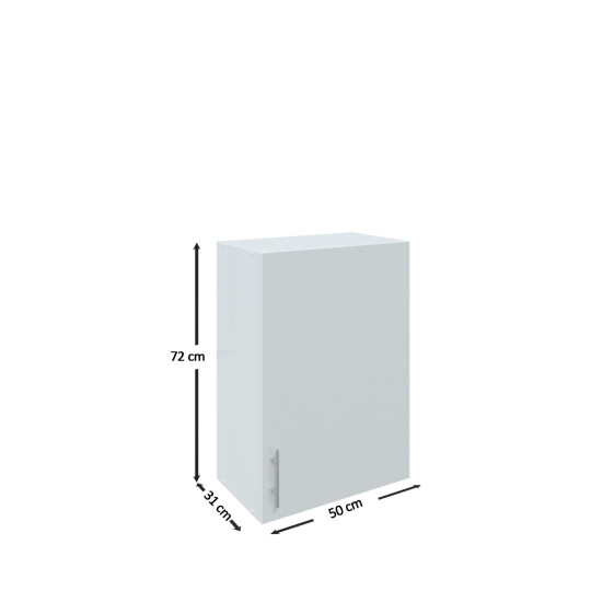 Kitchen Wall Unit 500mm Storage Cabinet With Door and Shelf 50cm - White Matt