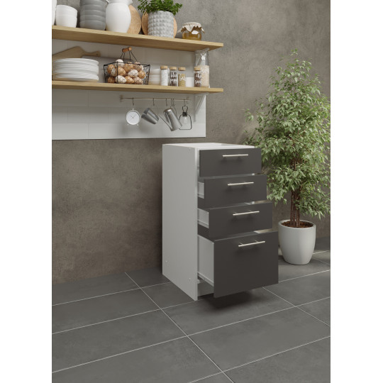 Kitchen Base Drawer Unit 400mm Cabinet & Fronts 40cm Dark Grey Matt (No Worktop)