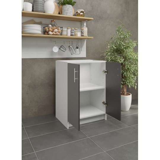 Kitchen Base Unit 600mm Storage Cabinet & Doors 60cm Dark Grey Matt (No Worktop)