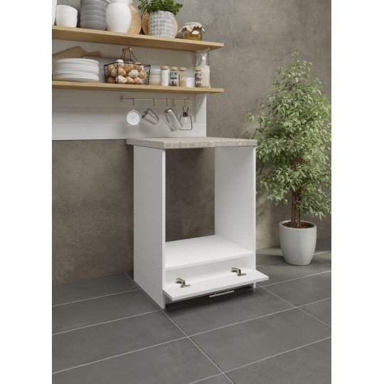 Kitchen Base Oven Unit 600mm Cabinet With Front 60cm - White Gloss With Worktop