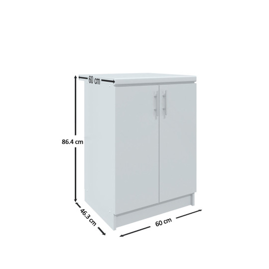 Kitchen Base Unit 600mm Storage Cabinet & Doors 60cm - White Matt With Worktop