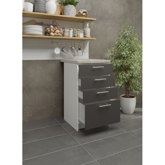 Kitchen Base Drawer Unit 500mm Cabinet & Fronts 50cm Dark Grey Matt With Worktop