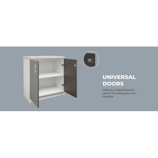 Kitchen Base Unit 800mm Storage Cabinet With Doors and Shelf 80cm - White  Gloss