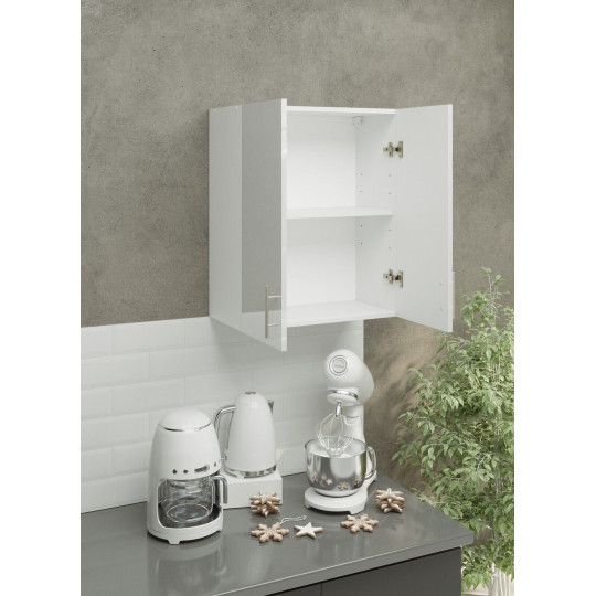 Kitchen Wall Unit 600mm Storage Cabinet With Doors and Shelf 60cm - White Gloss