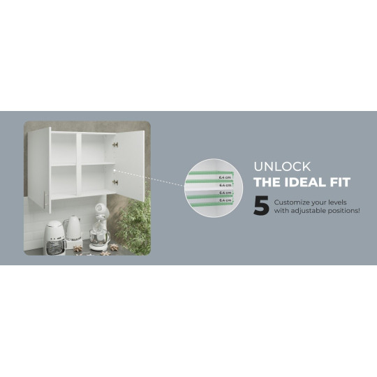 Kitchen Wall Unit 1000mm Storage Cabinet With Doors and Shelf 100cm - White Matt