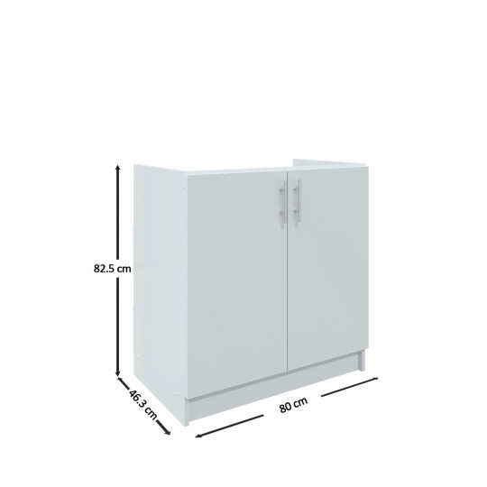 Kitchen Base Sink Unit 800mm Storage Cabinet With Doors 80cm - White Gloss