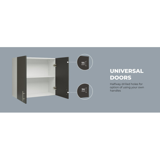 Kitchen Wall Unit 800mm Storage Cabinet With Doors Shelf 80cm - Dark Grey Matt