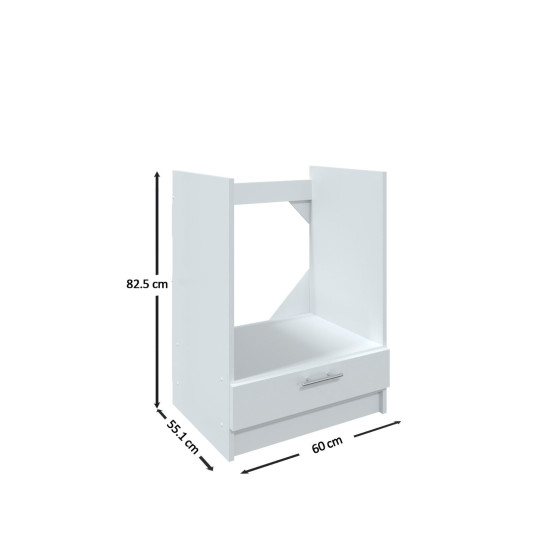 Kitchen Base Oven Unit 600mm Cabinet With Front 60cm - White Gloss (No Worktop)