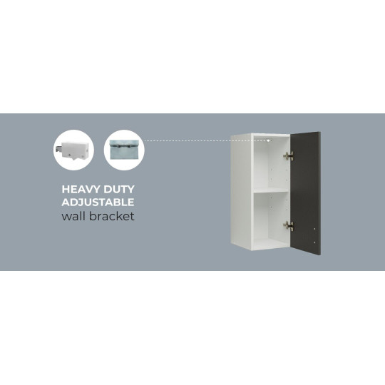 Kitchen Wall Unit 300mm Storage Cabinet With Door Shelf 30cm - Dark Grey Matt