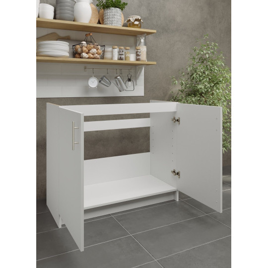 Kitchen Base Sink Unit 1000mm Storage Cabinet With Doors 100cm - White Matt