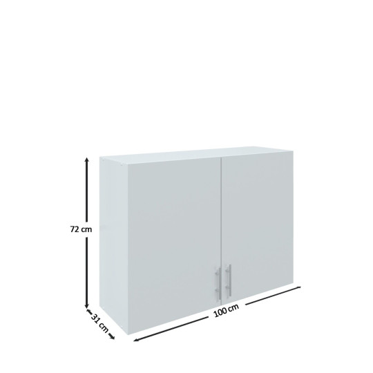Kitchen Wall Unit 1000mm Storage Cabinet With Doors and Shelf 100cm - White Matt