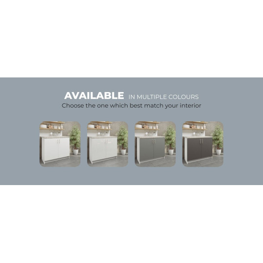 Kitchen Base Sink Unit 1000mm Storage Cabinet With Doors 100cm - White Gloss