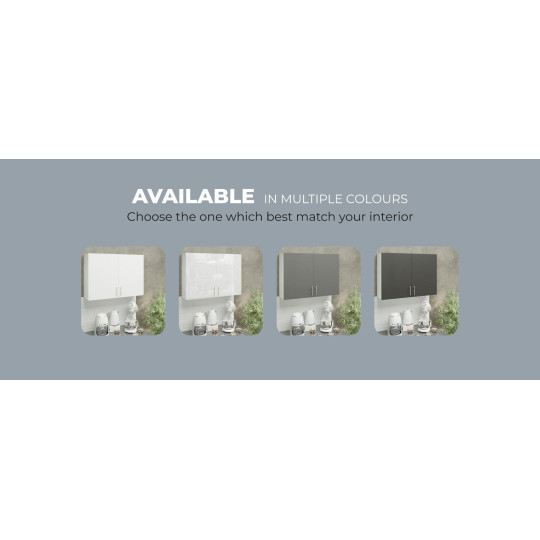 Kitchen Wall Unit 1000mm Storage Cabinet With Doors and Shelf 100cm - White Matt