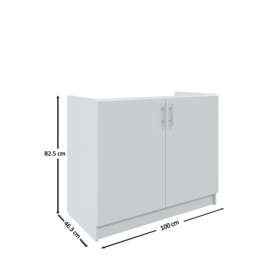 Kitchen Base Sink Unit 1000mm Storage Cabinet With Doors 100cm - White Gloss