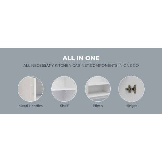Kitchen Base Unit 800mm Storage Cabinet With Doors and Shelf 80cm - White  Gloss