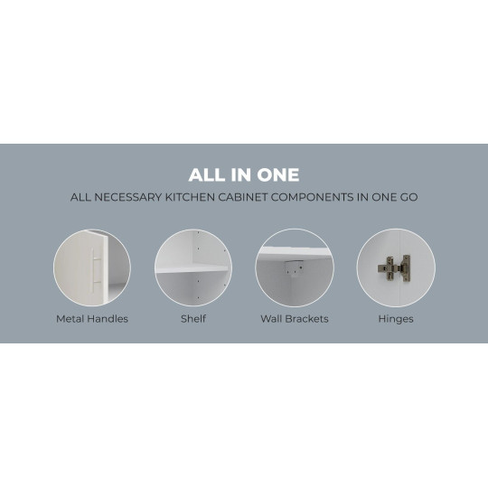 Kitchen Wall Unit 400mm Storage Cabinet With Door and Shelf 40cm - White Gloss