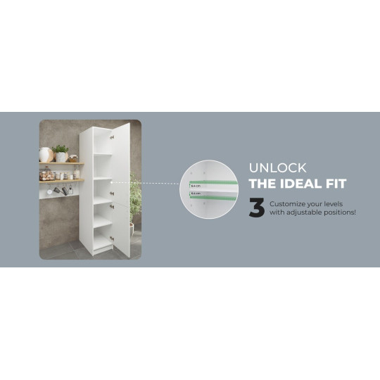 Kitchen Base Tall Ladder Unit 400mm With Doors 40cm - White Matt