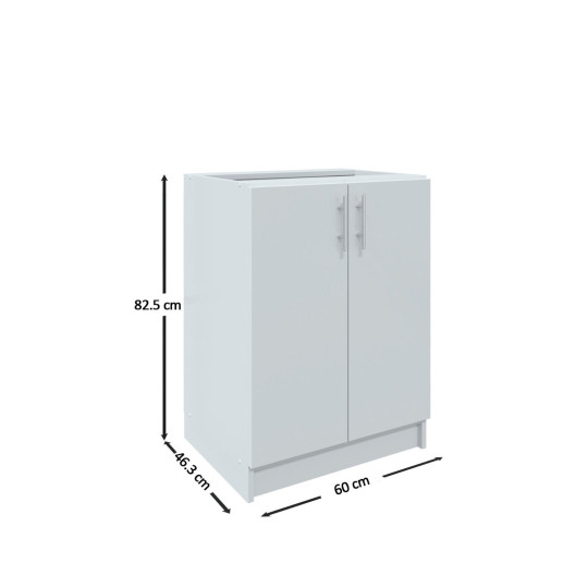 Kitchen Base Unit 600mm Storage Cabinet & Doors 60cm - White Gloss (No Worktop)