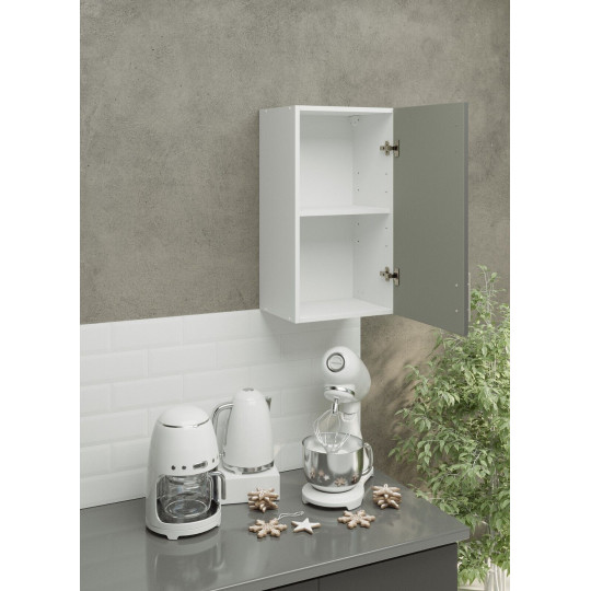 Kitchen Wall Unit 400mm Storage Cabinet With Door and Shelf 40cm - Grey Matt