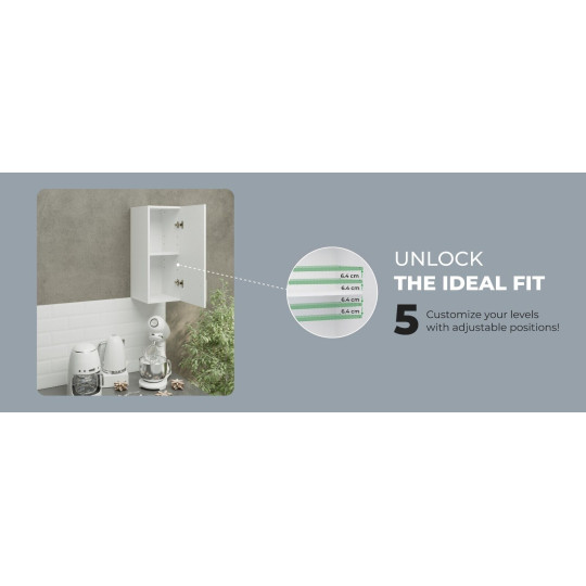 Kitchen Wall Cabinet 300mm Wall Mounted Upper Cupboard Unit - Grey Matt