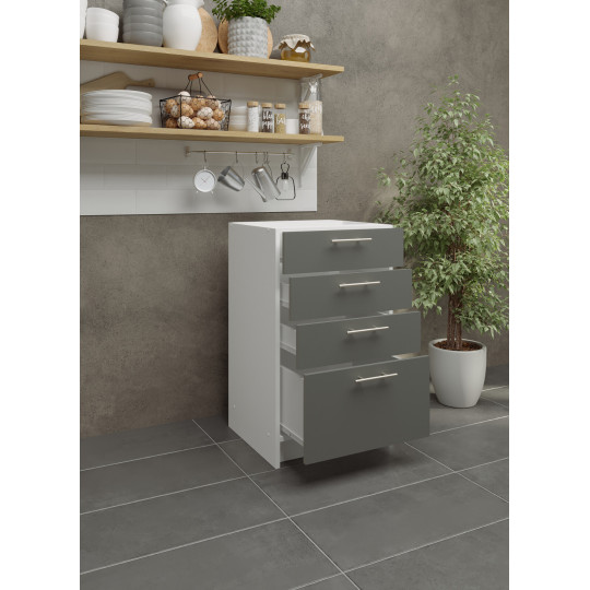 Kitchen Base Drawer Unit 500mm Cabinet & Fronts 50cm - Grey Matt (No Worktop)