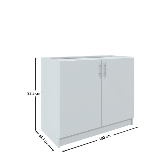Kitchen Base Unit 1000mm Storage Cabinet & Doors 100cm - Grey Matt (No Worktop)
