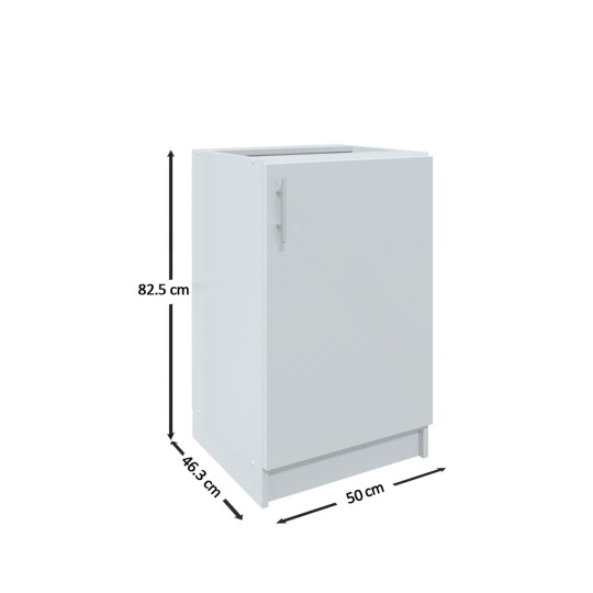 Kitchen Base Unit 500mm Storage Cabinet & Doors 50cm - White Gloss (No Worktop)