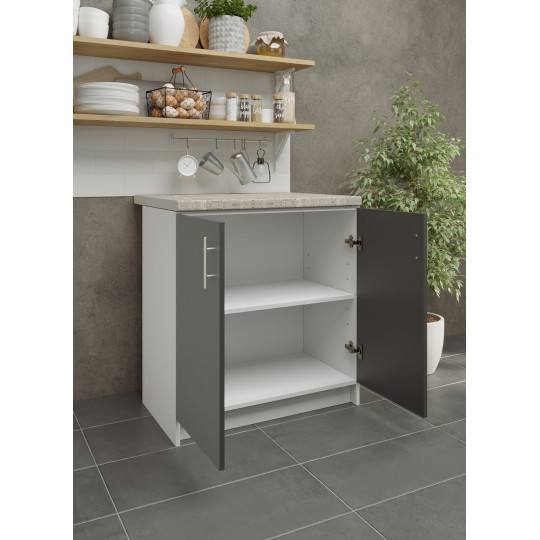 Kitchen Base Unit 800mm Storage Cabinet & Doors 80cm Dark Grey Matt With Worktop